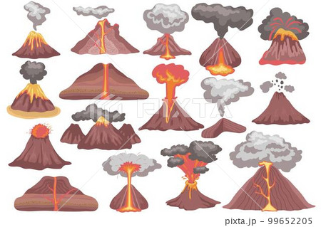 Volcanic Eruption Icon Set Volcanic Eruption Icon Set 99652205