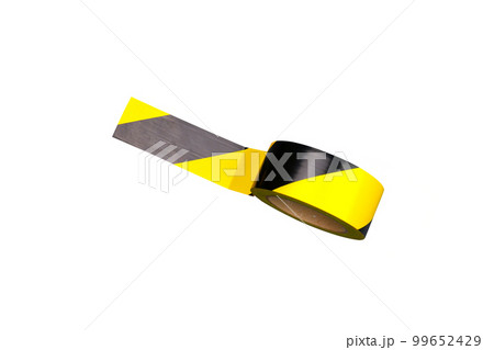 Yellow and black alternating sticker tape isolated Yellow and black alternating sticker tape isolated 99652429