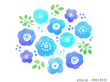 水彩風の花イラスト素材 水彩風の花イラスト素材 99653642