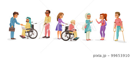 Disabled People Cartoon Set Disabled People Cartoon Set 99653910