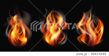Isolated Realistic Flame Smoke Icon Set Isolated Realistic Flame Smoke Icon Set 99654090