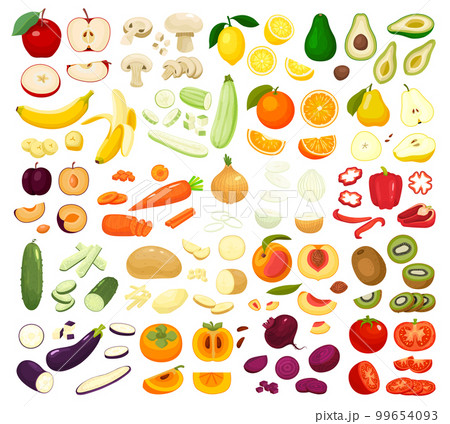 Sliced Fruits Vegetables Set 99654093