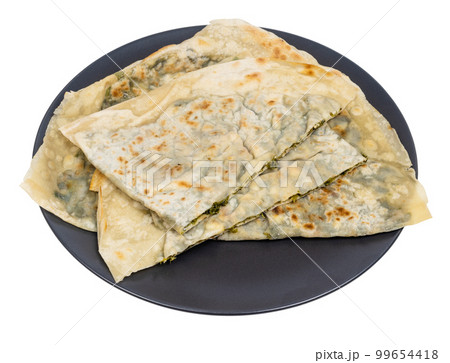 Yantik with herbs and cheese on plate isolated 99654418