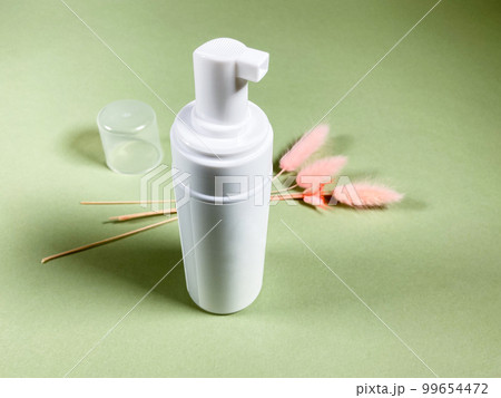 open white blank pump plastic bottle on khaki 99654472