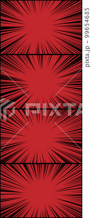 【縦長】赤いコミック風集中線の4コマ漫画テンプレート 99654685