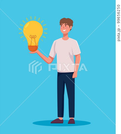 man character with light bulb idea concept vector illustration 99656250