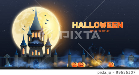 Halloween Trick Or Treat Horizontal Illustration 99656307