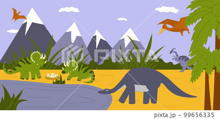 Dinosaur Flat Cartoon Illustration Dinosaur Flat Cartoon Illustration 99656335