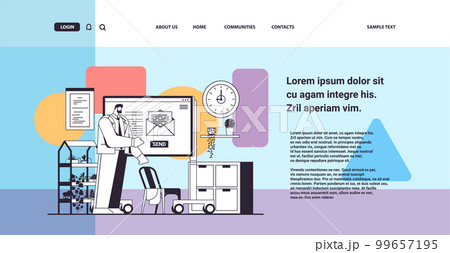 businessman sending or receiving letters email inbox message notification new unread mail business communication 99657195