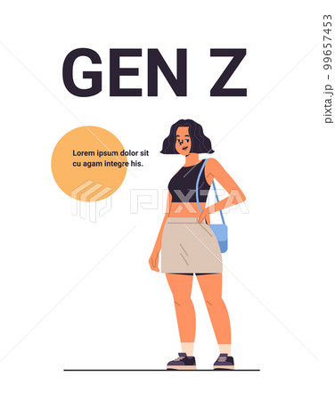 young girl in casual trendy clothes generation Z lifestyle concept new modern demography trend with progressive youth gen 99657453