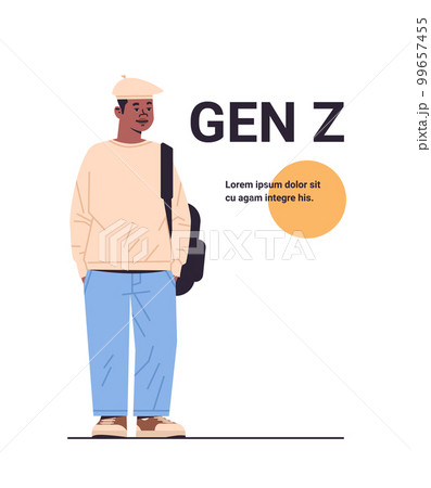 young guy in casual trendy clothes generation Z lifestyle concept new modern demography trend with progressive youth gen 99657455