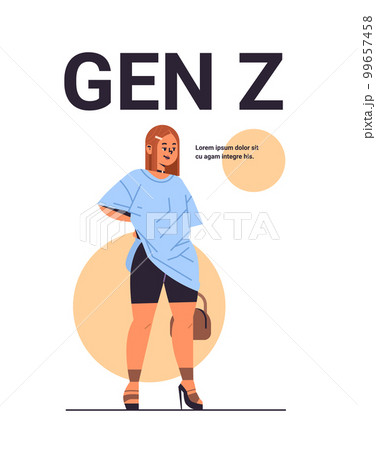 young girl in casual trendy clothes generation Z lifestyle concept new modern demography trend with progressive youth gen 99657458