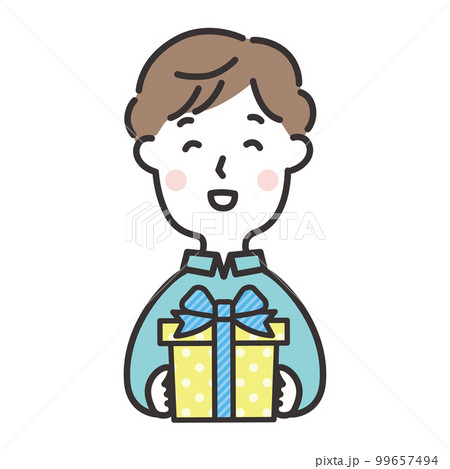 プレゼント箱を持つ男性 父の日のイラスト プレゼント箱を持つ男性 父の日のイラスト 99657494