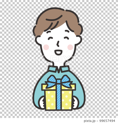 プレゼント箱を持つ男性 父の日のイラスト プレゼント箱を持つ男性 父の日のイラスト 99657494