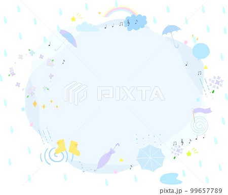 梅雨ー紫陽花とかわいいフレームー見出しの手描きパステルカラーフレームベクター素材 梅雨ー紫陽花とかわいいフレームー見出しの手描きパステルカラーフレームベクター素材 99657789