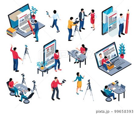Isometric Journalist Set 99658393