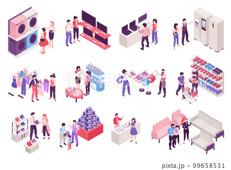 Isometric Shop Assistant Set Isometric Shop Assistant Set 99658531