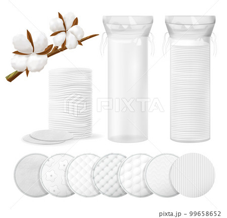 Realistic Cosmetic Cotton Pads Icon Set 99658652