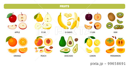 Sliced Fruits Set 99658691