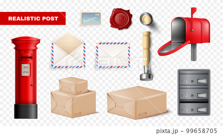 Realistic Post Transparent Icon Set Realistic Post Transparent Icon Set 99658705