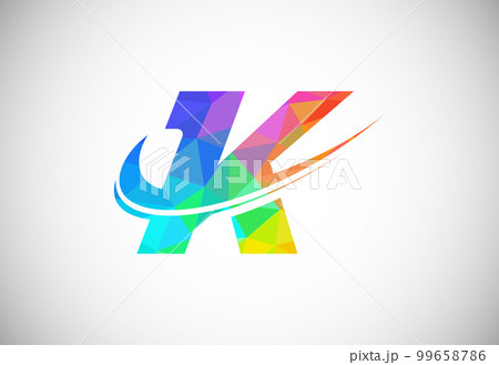 Polygonal low poly letter K with a swoosh logo. Modern vector logotype for business and company identity. 99658786