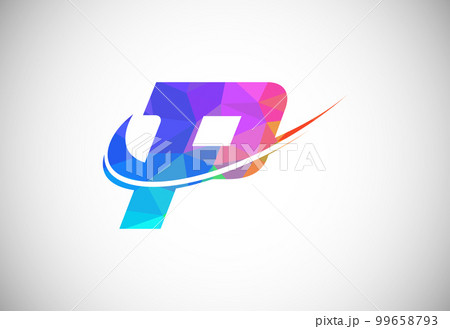 Polygonal low poly letter P with a swoosh logo. Modern vector logotype for business and company identity. Polygonal low poly letter P with a swoosh logo. Modern vector logotype for business and company identity. 99658793