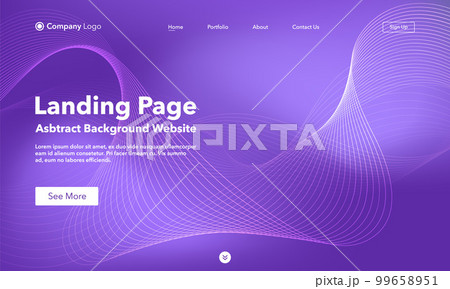 Landing Page. Abstract wave background website. Template for websites, or apps. Modern purple design. Abstract vector style 99658951