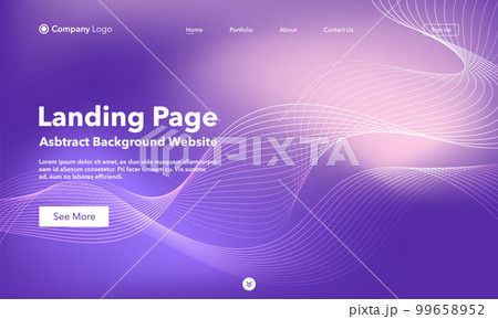 Landing Page. Abstract wave background website. Template for websites, or apps. Modern purple design. Abstract vector style 99658952