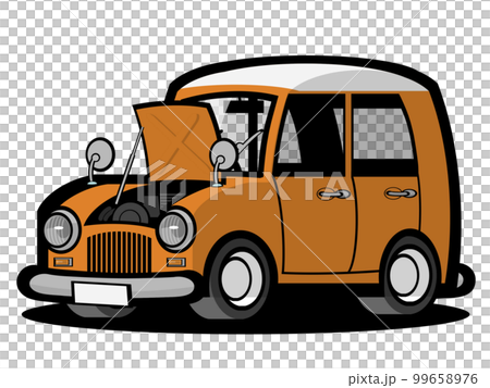 Retro car with open hood 99658976