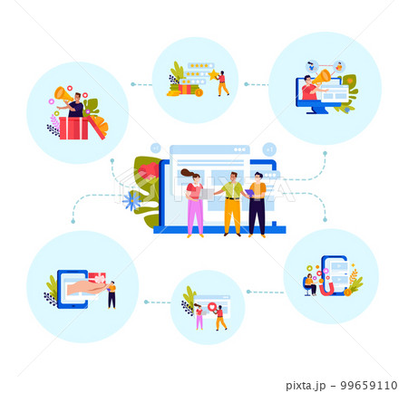 Referral Program Flat Colored Concept 99659110