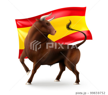 Spain Bull Realistic Composition 99659752