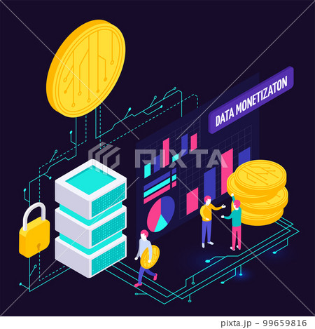 Data Monetization Isometric Composition 99659816
