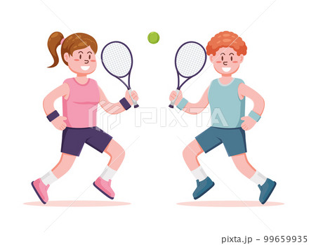 people character playing tennis vector illustration people character playing tennis vector illustration 99659935