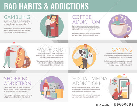 Bad Habits Cartoon Infographics 99660092