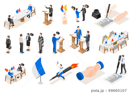 Diplomacy And Diplomat Isometric Icon Set 99660107
