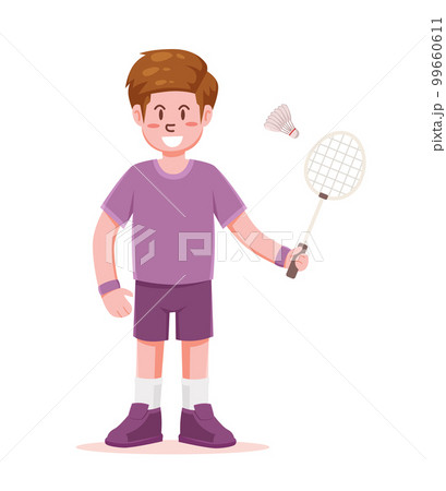 people holding a racket. athlete play badminton vector illustration 99660611