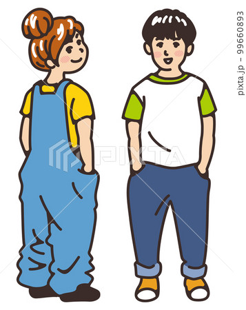 ラフな私服姿の子供がポケットに手を差し込んでいる 小学生 ラフな私服姿の子供がポケットに手を差し込んでいる 小学生 99660893