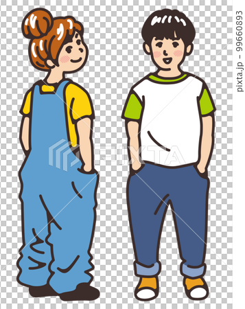 ラフな私服姿の子供がポケットに手を差し込んでいる 小学生 ラフな私服姿の子供がポケットに手を差し込んでいる 小学生 99660893