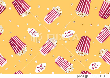 Popcorn seamless pattern. Vector illustration isolated on yellow background Popcorn seamless pattern. Vector illustration isolated on yellow background 99661018