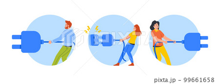 Digital Detox Isolated Round Icons or Avatars with Tiny People Pull Plug Disconnecting From Technology Illustration Digital Detox Isolated Round Icons or Avatars with Tiny People Pull Plug Disconnecting From Technology Illustration 99661658