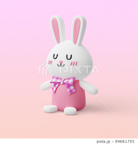 Cute animal 3d character white female rabbit  99661705