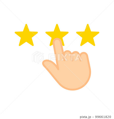Hand tapping over stars icon. Service rating, customer feedback concept. 99661820
