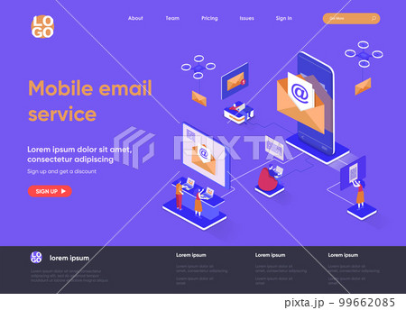 Mobile email service isometric landing page. 99662085