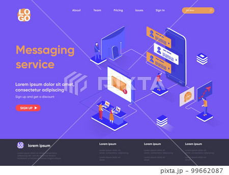 Messaging service isometric landing page. 99662087