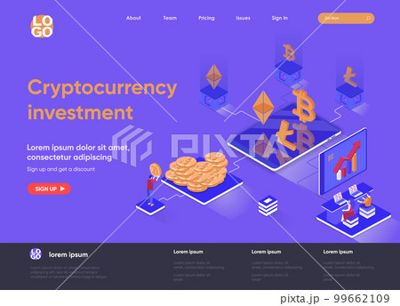 Cryptocurrency investment isometric landing page. 99662109