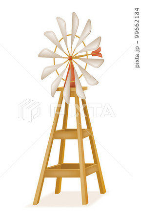 old wind generator on a farm to produce electricity vector illustration 99662184