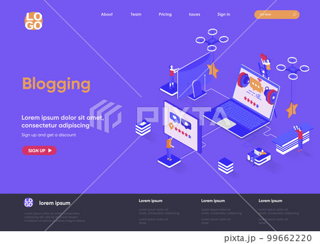Blogging isometric landing page. Blogging isometric landing page. 99662220