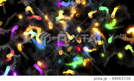 3D rendering of fireballs flying along a complex trajectory 3D rendering of fireballs flying along a complex trajectory 99663556