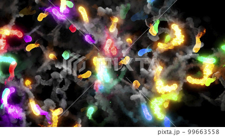 3D rendering of fireballs flying along a complex trajectory 99663558