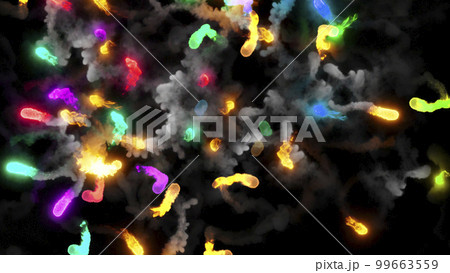 3D rendering of fireballs flying along a complex trajectory 99663559